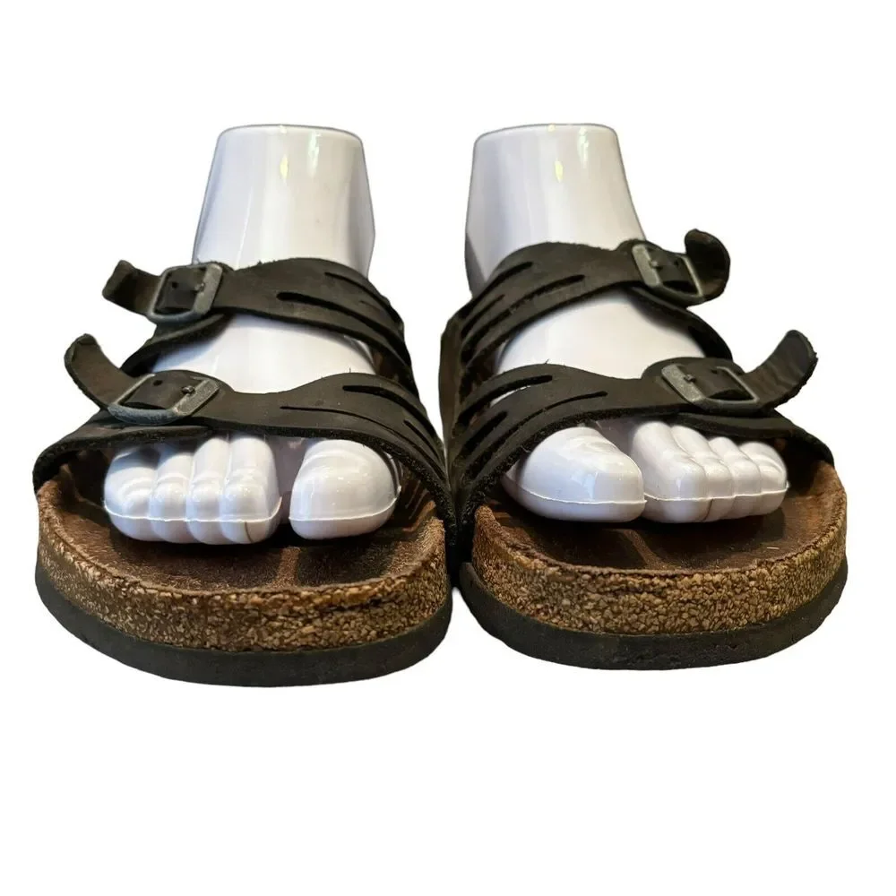 Birkenstock‎ Womens Granada Soft Habana Black Leather Sandals Size 40 US 9